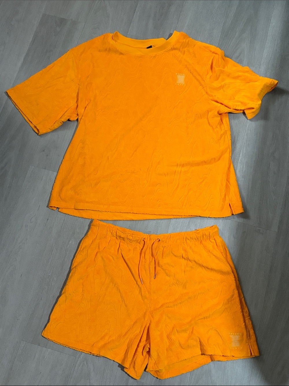 Men's Orange Short Set - Savage Fenty Relaxed Tee & Drawstring Shorts